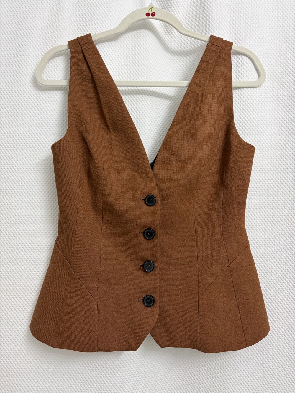 Zara Brown Tailored V-Neck Button Front Vest/ Size Small